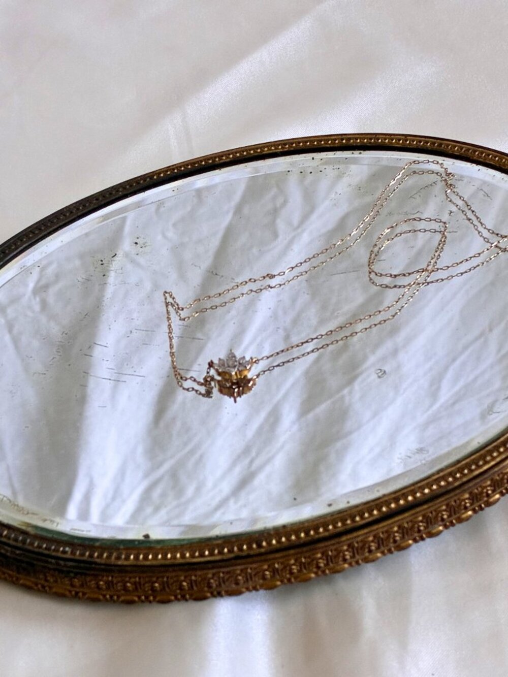 Diamond and Gold Lotus Flower Necklace